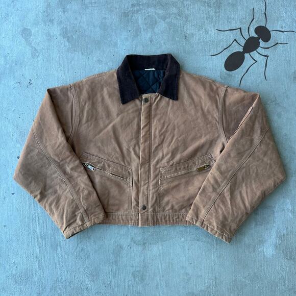 Vintage Y2K brown cropped Detroit style work wear jacket - Picture 1 of 8